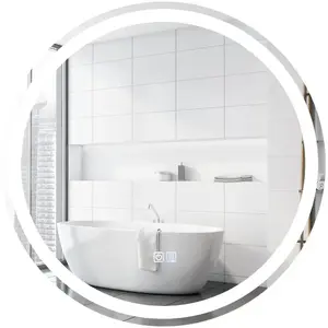 COSTWAY Miroir de Salle de Bain Rond LED Dia. 60 cm - Luminosité et Te... pas cher