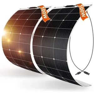 DOKIO 2PC Panneau Solaire Souple 100W 12V (200W) Monocristallin Semi-Flexible pour Camping-Car, Camper, Van, Bateaux et Autres
