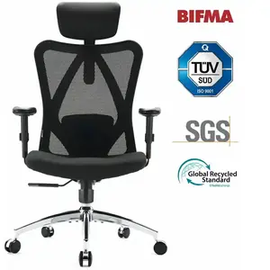 SIHOOChaise de Bureau Ergonomique, Support Lombaire, Appui-Tête et Accoudoirs Réglables, Chaise de Bureau en Maille Respirante,Vendu parcdiscount