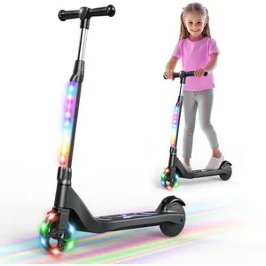 Trottinette Electrique pour Enfants 6-14 Ans - Écran LED - néons colorés - Hauteur Réglables Cadeau idéal-YD531-Rose
