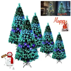 Sapin de Noël - XMTECH - 210cm - PVC - Fibre Optique Multicolore - Support Métal pas cher