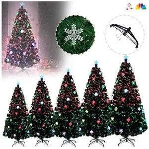 Sapin de Noël Artificiel - XMTECH - 240 cm - PVC - Fibre Optique Multicolore - Flocons de Neige pas cher