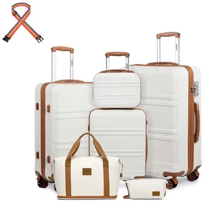 KONO Set de 6 Valises (24/51.5/65/75cm) avec Serrure TSA+Vanity Case+Pliabl... pas cher