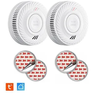 KYF Lot de 2 x Détecteur de fumée connecté WIFI - CE EN14604 - Pile 10 ans scellée  + Kits de fixation magnétique pas cher