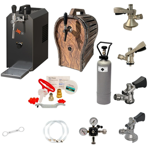 ICH Complete Set - Biertap JET 30 - 1-kraans, 35 liter/uur - met 4 x Fustkoppeling, Schoonmaakset en met houten vat pas cher
