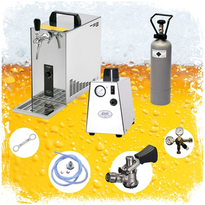 ich-zapfe Complete Set - Biertap PYGMY 25, 1-kraans, 35 liter/uur - met Set van 4 Fustkoppeling - Droogkoeler - Bierkoeler pas cher
