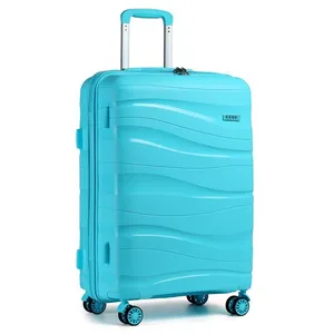 KONO Valise Cabine Moyenne 66x46x26cm Rigide Polypropylène Valise de Voyage à 4 roulettes et Serrure TSA, 70L, R-Bleu pas cher