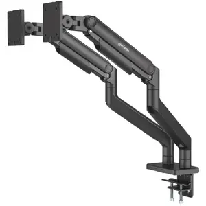 Manhattan Support de bureau avec ressort mécanique et capacité de charge particulièrement élevée pour deux (Tables, 45"), Support de moniteur, Noir pas cher