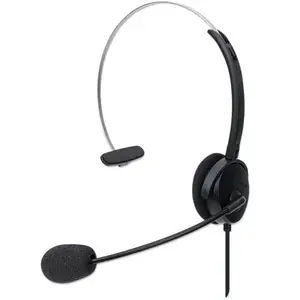 Casque mono - MANHATTAN - USB-A - Microphone réglable - Contrôle du volume - Noir