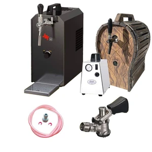ich-zapfe Complete Set - Biertap JET 30 1-kraans, droogkoeler, 35 liter/uur Thuistap, Bierkoeler met houten vat, Schoonmaakset voor biertap en vat, Type M