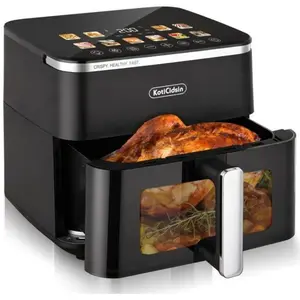 KotiCidsin Friteuse à air sans huile 11 L Grande capacité 2000W Avec Fenêtre visible Écran tactile 10 menus préprogrammés Noir pas cher