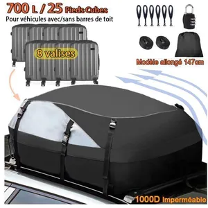 ZSYDFSL Sac de Toit Voiture - 700L/25 Pieds Cubes - Coffre de Toit Sou... pas cher