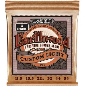 Comparateur de prix : Ernie Ball Cordes Earthwood Phosphore Bronze Custom Light 11554  Pack De 3