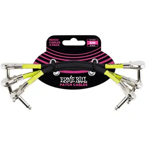 Ernie Ball 6059 - 3 câbles patchs coudés fins noirs - 15cm pas cher