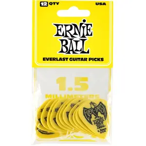 Comparateur de prix : Ernie Ball 9195 - Sachet de 12 médiators Everlast jaune - 1.50mm