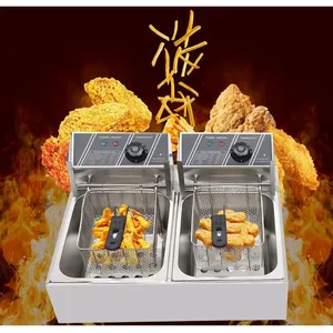 Gojoy - 5kw Friteuse double friteuse en acier inoxydable 12 l pour restaurant rapide snack-bars pas cher