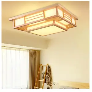 SENDERPICK Plafonnier japonais à led à intensité variable en continu - En bois massif - Géométrie créative - Pour salon, chambre à coucher pas cher