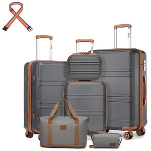Kono Lot de 4 Valises (55/65/74cm) et Vanity Case + Pliable Sac de Voy... pas cher
