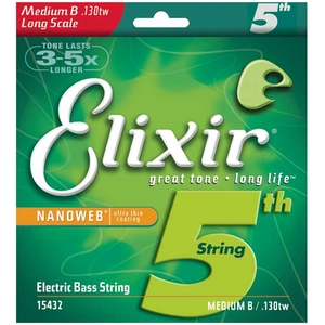 D'Addario Elixir enkele snaar bas 130XL-TW X-Long Scale Nanoweb - Enkele basgitaarsnaar pas cher