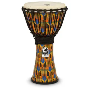 Toca SFDJ-10K Synergy Freestyle Djembe Rope Kente Cloth djembé