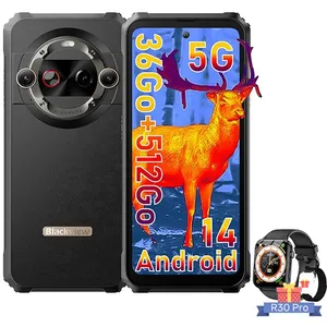 Blackview Blackview BL9000 Pro Smartphone Incassable 5G 512Go 6.78" Double Écran Android 14 Noir avec R30 Pro