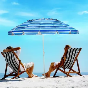 COSTWAY Parasol de Plage Inclinable 2,45 M Protection UPF 50+ Baleines... pas cher