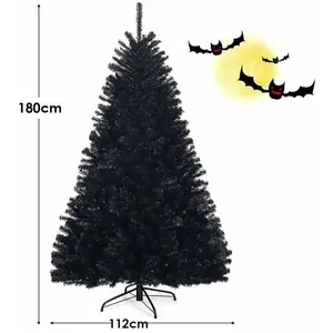 GOPLUS Sapin de Noël Artificiel Noir1036 Branches en PVC Ignifuge,Arbre de Noël pour Décoration de Noël dans pas cher