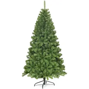 GOPLUS Sapin de Noël Artificiel 180CM 928 Branches en Forme d’Épicéa Aiguilles en PVC Socle en FerArbre de Noël pour Décoration pas cher