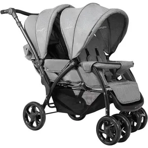 GOPLUS Poussette Double pour Bébé-Poussette 2 Places Pliable-Dossier,Auvent,Poignée Réglable-123x59x102CM,Gris pas cher