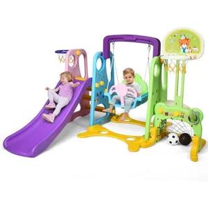 Toboggan 6 en 1 avec Balançoire & Panier de Basketball DREAMADE - Mult...Vendu parcdiscount