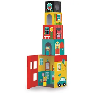 Petit Collage Jeu De Blocs à Empiler Peek-a-boo House pas cher