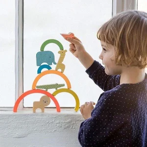 Petit Collage Jeu D´équilibre En Bois Arc-en-ciel Sauvage pas cher