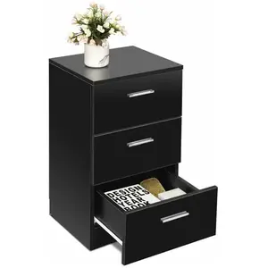 Table de Chevet en Bois avec 3 Tiroirs de Rangement Caisson de Rangement pour Chambre et Salon 35x38x67 CM Blanc pas cher