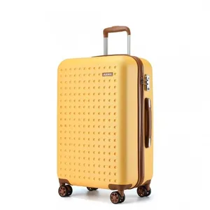 Valise Moyenne 65x42.5x25.5cm Valise de Voyage en ABS+PC Valise Rigide Trolley Légère Bagage 4 roulettes avec Serrure TSA,Jaune pas cher
