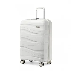 KONO Valise Bagage Cabine 55x40x20cm Rigide Polypropylène Valise de Voyage à 4 roulettes et Serrure TSA Plus de Contenance, 39L, Blanc pas cher