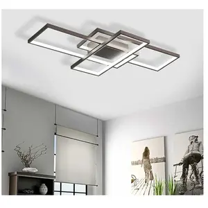 Plafonnier LED Moderne Dimmable 6 Anneaux GANEED - Chrome-Aluminium - 80X56X12CM - 3000K-6000K pas cher