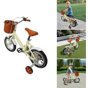 OUKANING Vélo pour Enfants 12 Pouces - Jaune - Velo Enfants en Acier au Carbone - Vélo d'Équilibre - Vélo de Ville 12" pour Enfants pas cher