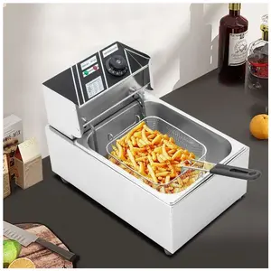 OUKANING Friteuse Électrique Monocylindre - Friteuse Électrique 6L - Friteuse Électrique Commerciale avec Panier - Friteuse Électrique 2.5KW pas cher