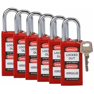 Brady, Cadenas, Serrure de sécurité standard avec anse en acier, rouge... pas cher