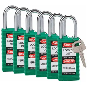 Brady, Cadenas, Serrure de sécurité standard à arceau en acier, vert, ... pas cher