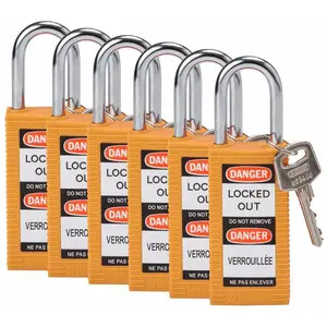 Brady, Cadenas, Serrure de sécurité standard avec anse en acier, orang... pas cher