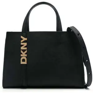 DKNY Sac à main noir en cuir pour femme - Avril Satchel Bag Blk / Gold 285801