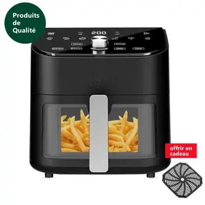 LIIMOO 2000W Friteuse sans Huile 7,2L 15 Programmes Prédéfinis Ecran OLED Tactile 80 ~ 200  Fenêtre Transparente Éclairage Intégré Air pas cher