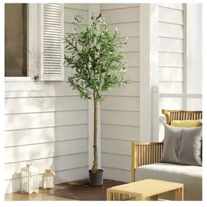 SogesHome Olivier artificiel de 180 cm 950 feuilles et 38 fruits en toile de soie PVC pas cher