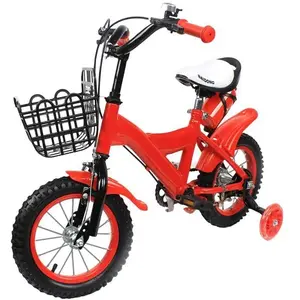 Vélo enfants - OUKANING - 12 pouces - avec roues stables + panier - rouge pas cher