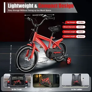 Vélo enfant - OUKANING - 14 pouces - avec roues auxiliaires - frein à ... pas cher