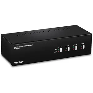 TRENDnet 4-PORT DISPLAY PORT KVM SWITCH DUAL MONITOR 0,000000 Noir pas cher