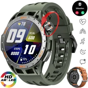 XTRADITECH Montre Connectée Militaire AMOLED 1,43" Appel Bluetooth Couronne Géante Codée Photoélectrique Lunette Acier Affichage Veille 400mAhVendu parcdiscount