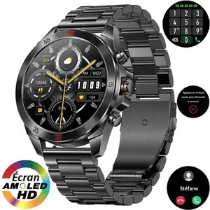 Montre Connectée Homme XtraDiTech Bracelet Acier Inoxydable Noir Luxe ...Vendu parcdiscount