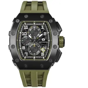 Montre Bracelet Tsar Bomba TB8204Q38 - CHRONO QUARTZ PVD NOIR SILICONE KAKI pas cher